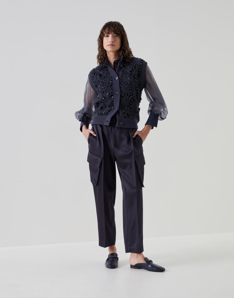 BRUNELLO CUCINELLI WOMEN'S DARK BLUE CARGO TROUSERS