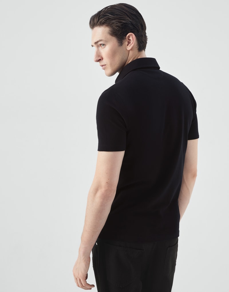 BRUNELLO CUCINELLI MEN'S BLACK SHORT SLEEVE POLO SHIRT