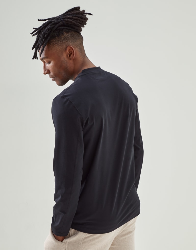 BRUNELLO CUCINELLI MEN'S BLACK LONG SLEEVE COTTON SHIRT