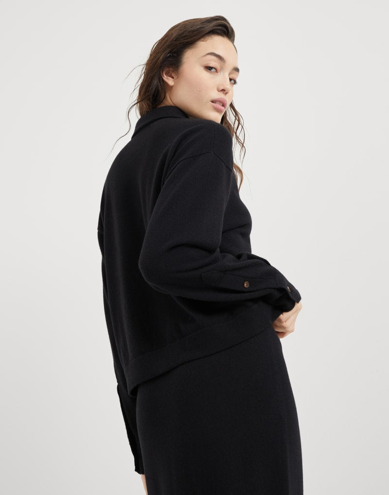 BRUNELLO CUCINELLI WOMEN'S BLACK WOOL BUTTON FRONT SWEATER