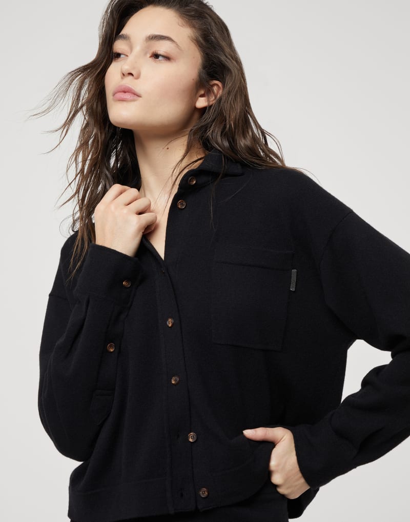 BRUNELLO CUCINELLI WOMEN'S BLACK WOOL BUTTON FRONT SWEATER