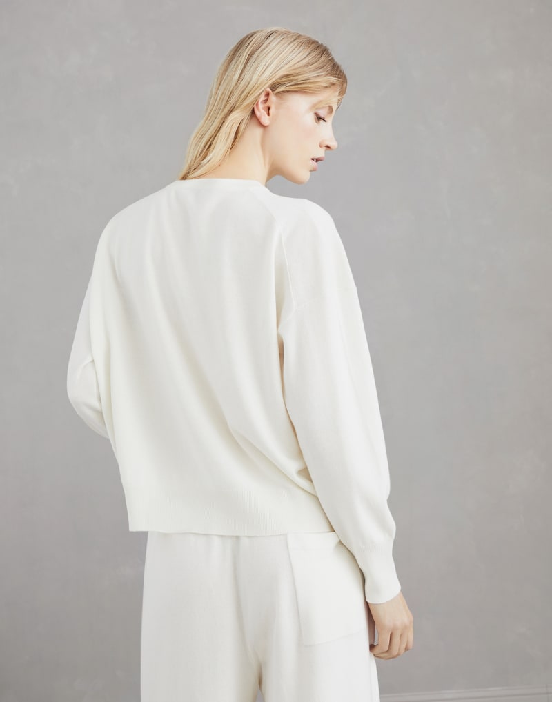 BRUNELLO CUCINELLI WOMEN'S WHITE WOOL EMBELLISHED CREWNECK SWEATER