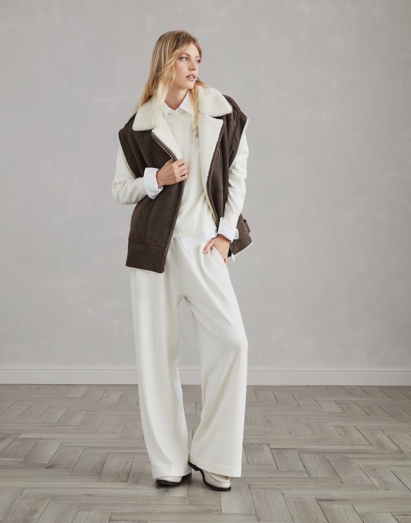 BRUNELLO CUCINELLI WOMEN'S WHITE WOOL EMBELLISHED CREWNECK SWEATER