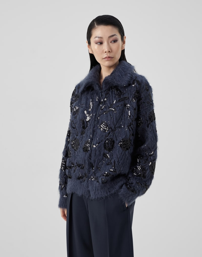BRUNELLO CUCINELLI WOMEN'S NIGHT SKY WOOL MOHAIR EMBELLISHED SWEATER