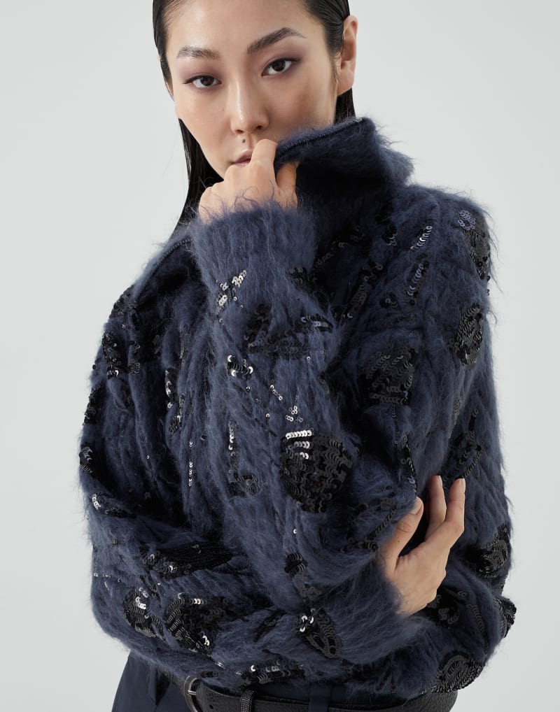 BRUNELLO CUCINELLI WOMEN'S NIGHT SKY WOOL MOHAIR EMBELLISHED SWEATER