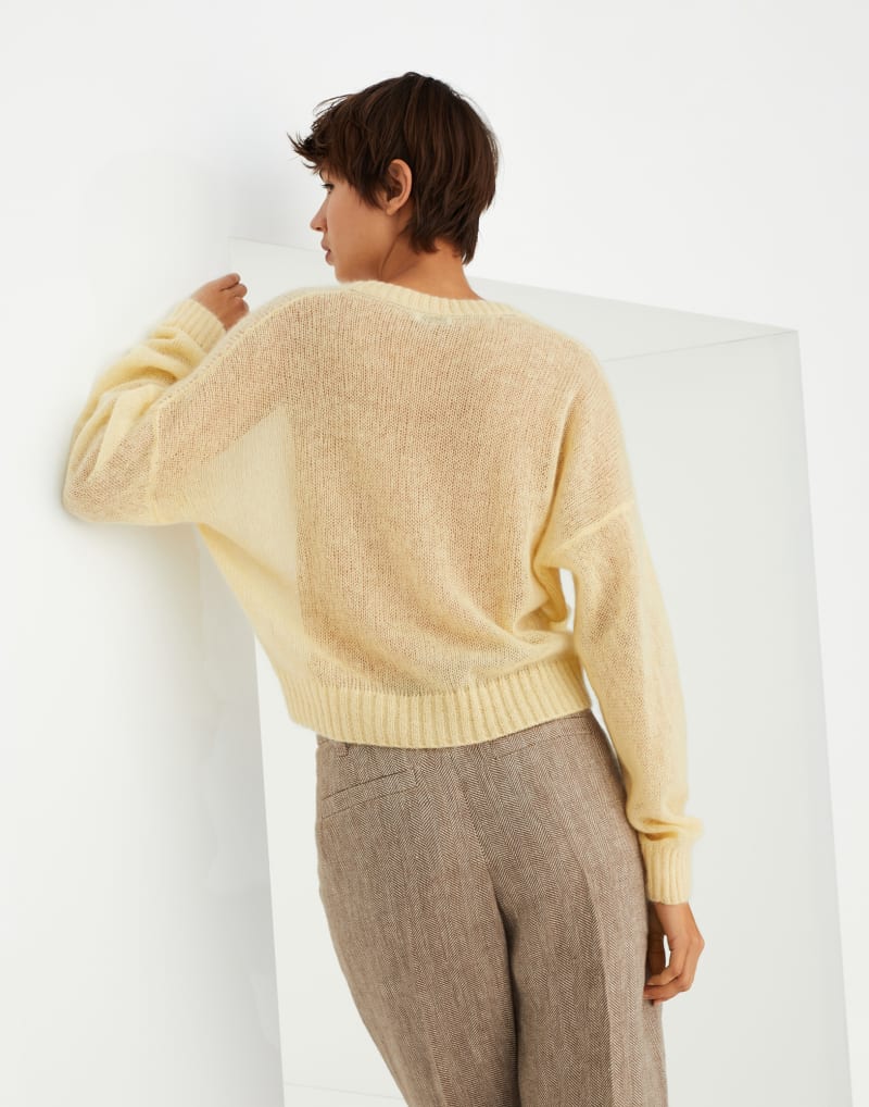 BRUNELLO CUCINELLI WOMEN'S LIGHT YELLOW WOOL BLEND SWEATER