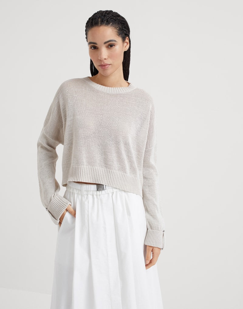 BRUNELLO CUCINELLI WOMEN'S LIGHT BEIGE RELAXED SWEATER