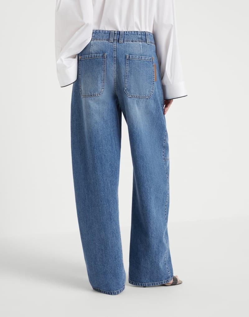 BRUNELLO CUCINELLI WOMEN'S BLUE WIDE LEG TROUSERS