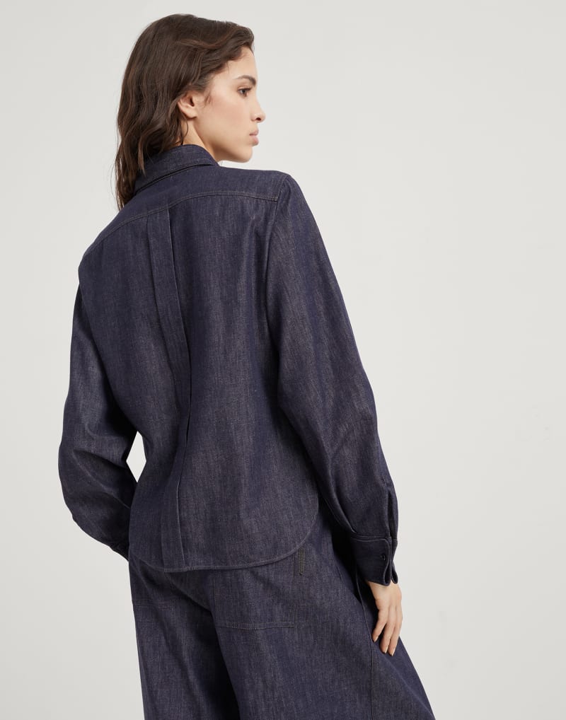 BRUNELLO CUCINELLI WOMEN'S DARK BLUE COTTON SHIRT
