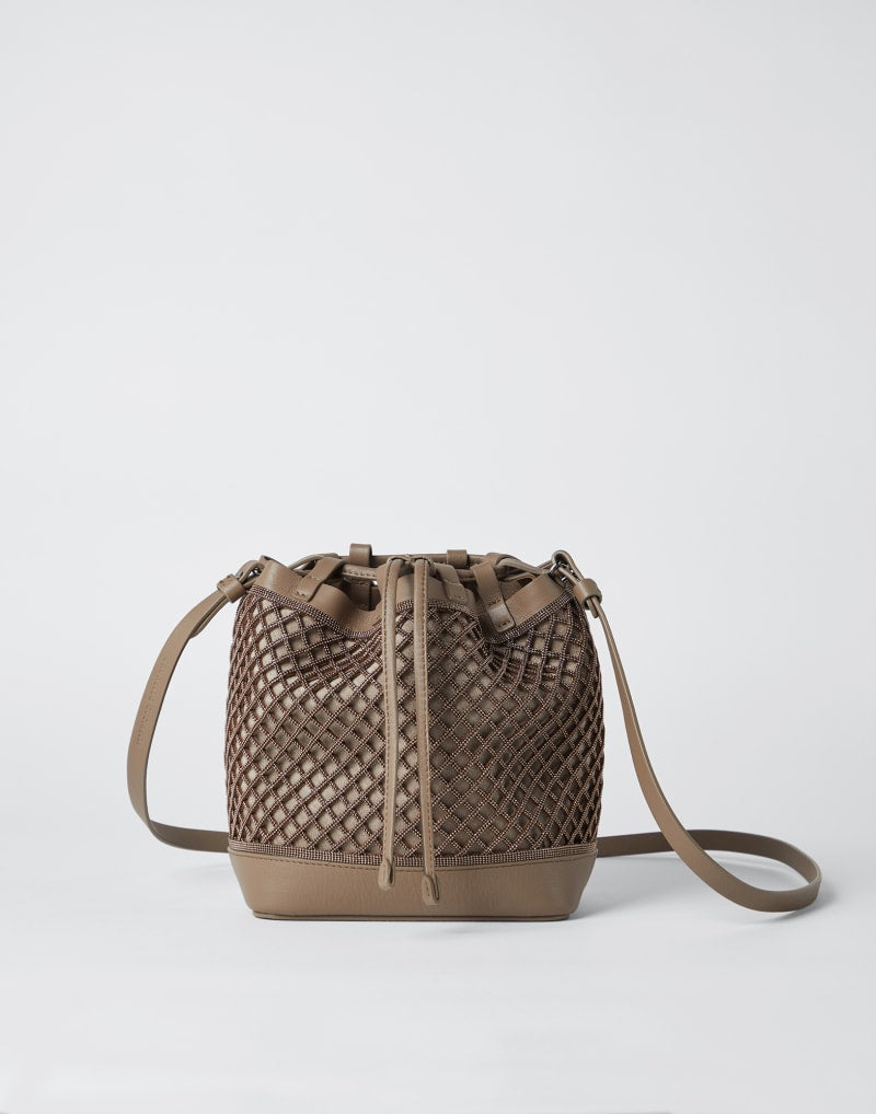 BRUNELLO CUCINELLI WOMEN'S ICE LEATHER DRAWSTRING BUCKET BAG
