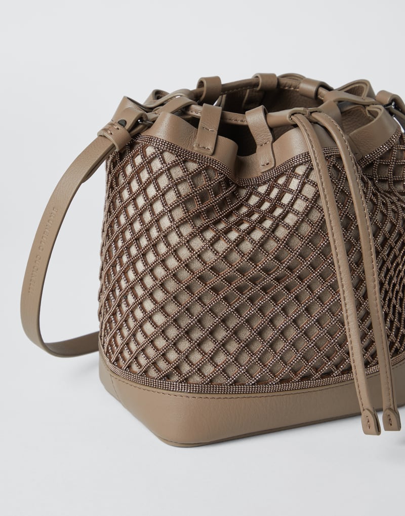 BRUNELLO CUCINELLI WOMEN'S ICE LEATHER DRAWSTRING BUCKET BAG