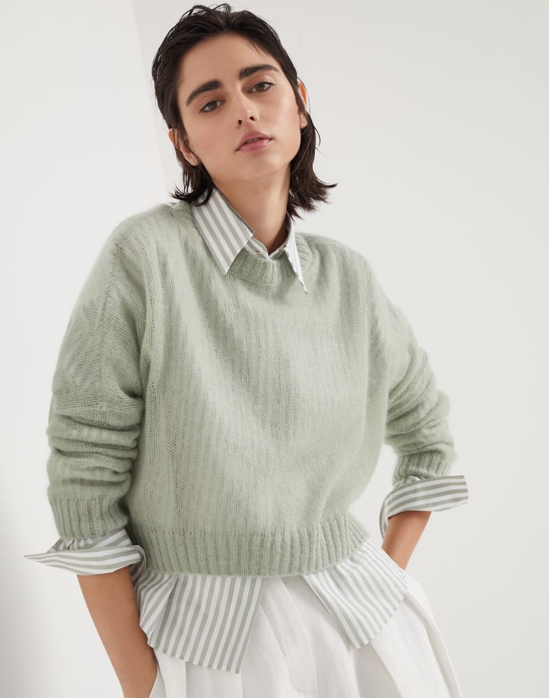 BRUNELLO CUCINELLI WOMEN'S LIGHT GREEN WOOL SWEATER