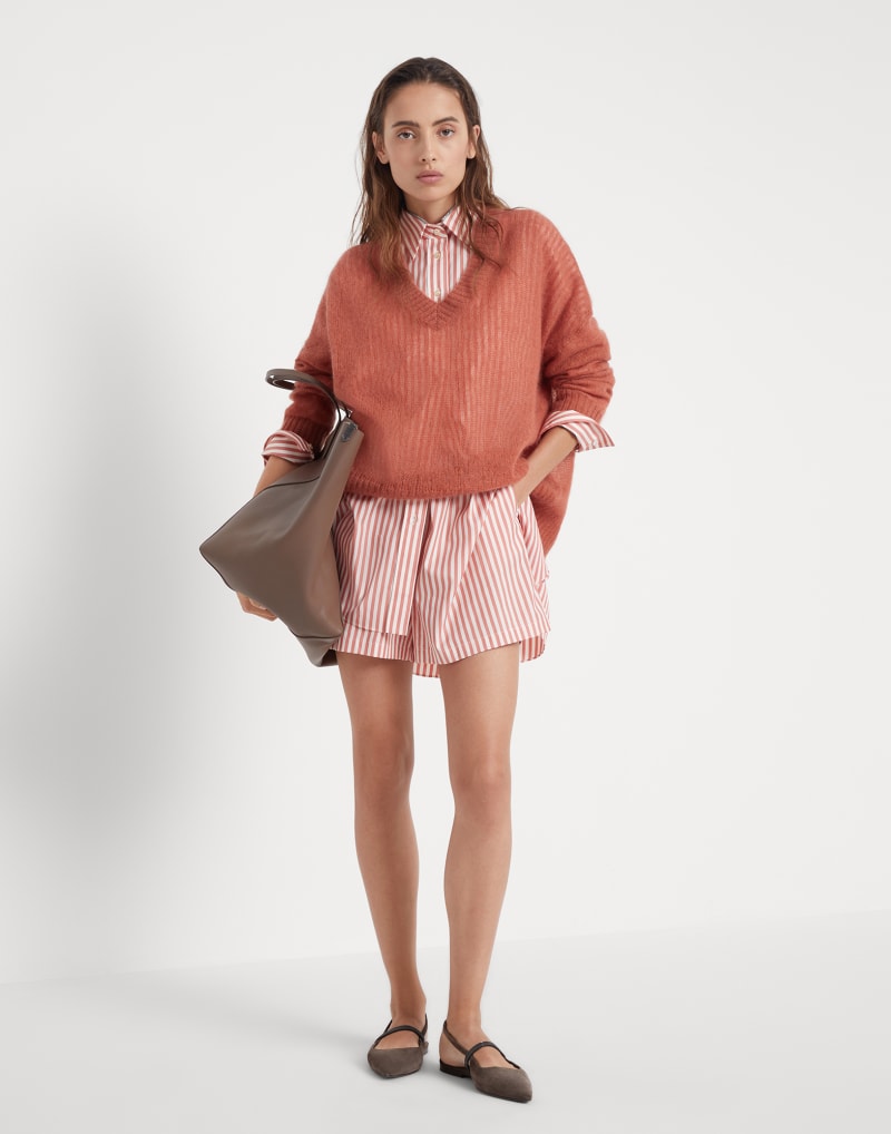 BRUNELLO CUCINELLI WOMEN'S RUST WOOL MOHAIR SWEATER