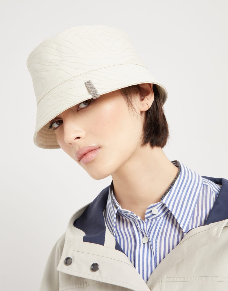 BRUNELLO CUCINELLI WOMEN'S OFF WHITE COTTON BUCKET HAT