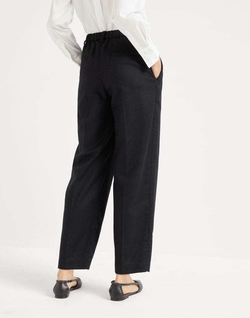 BRUNELLO CUCINELLI WOMEN'S BLACK WOOL TAPERED TROUSERS
