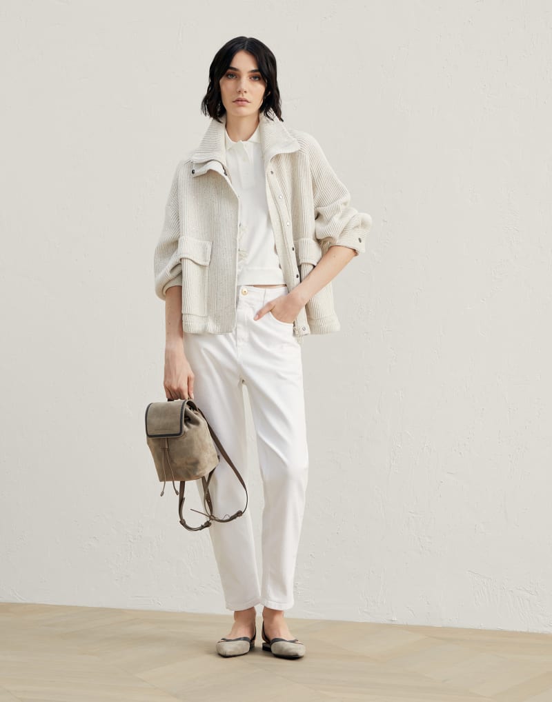 BRUNELLO CUCINELLI WOMEN'S OFF WHITE RELAXED COTTON JACKET