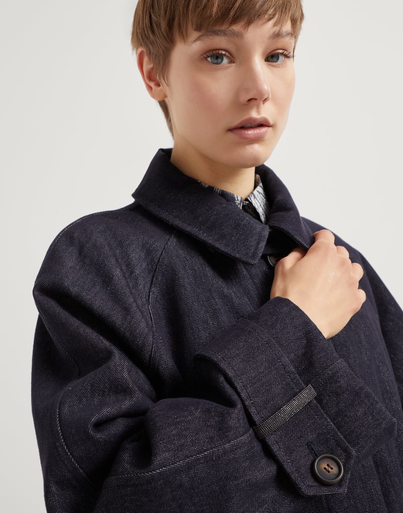 BRUNELLO CUCINELLI WOMEN'S BLUE BELTED LONG JACKET