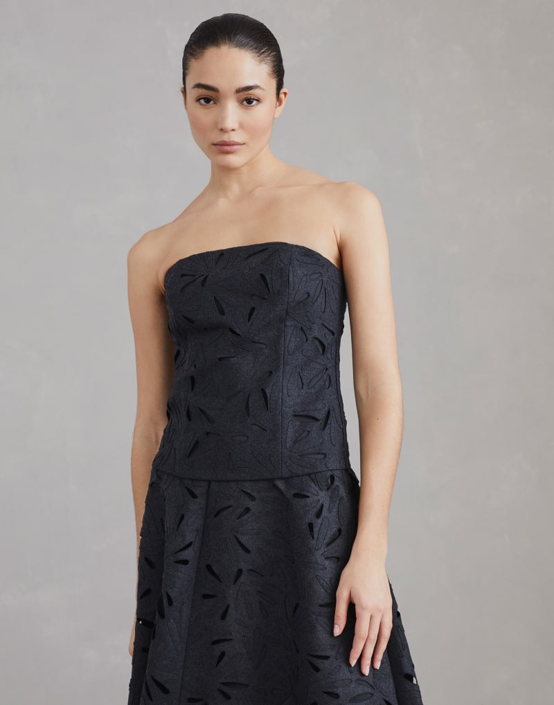BRUNELLO CUCINELLI WOMEN'S DARK GREY JACQUARD BUSTIER TOP