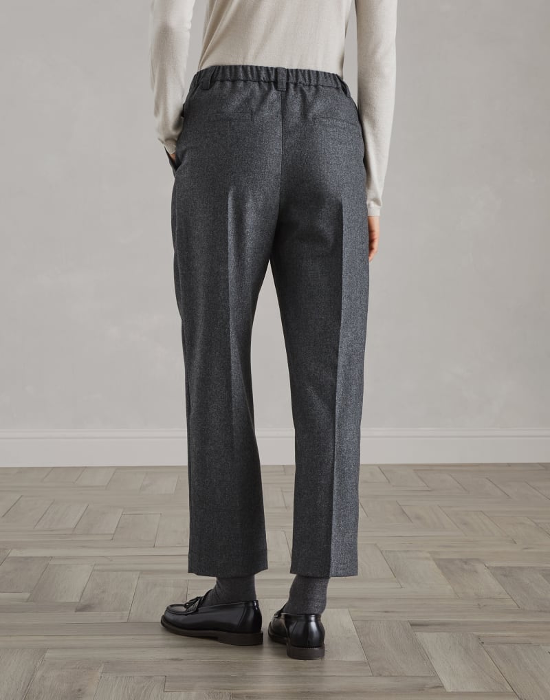 BRUNELLO CUCINELLI WOMEN'S DARK GREY WOOL CROPPED TROUSERS