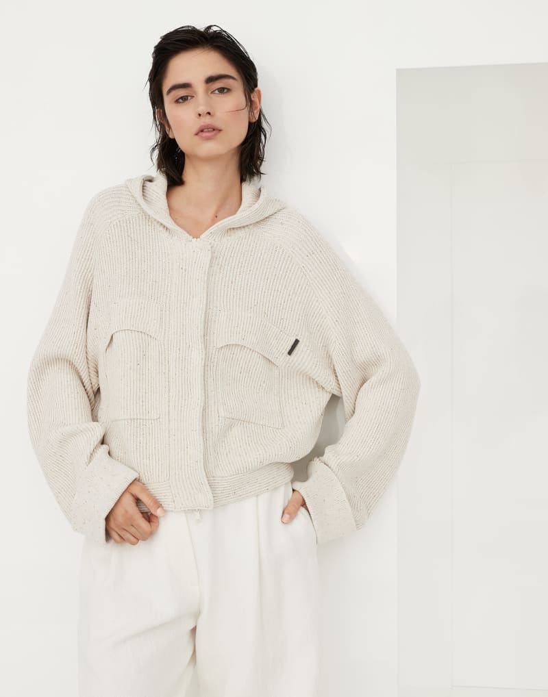 BRUNELLO CUCINELLI WOMEN'S LIGHT BEIGE KNITTED JACKET