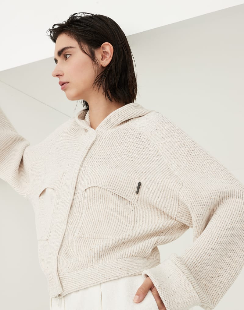 BRUNELLO CUCINELLI WOMEN'S LIGHT BEIGE KNITTED JACKET