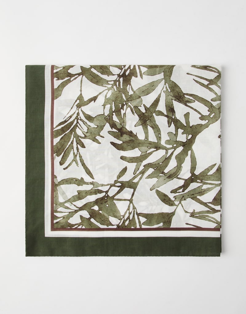 BRUNELLO CUCINELLI WOMEN'S GREEN COTTON PRINTED SCARF