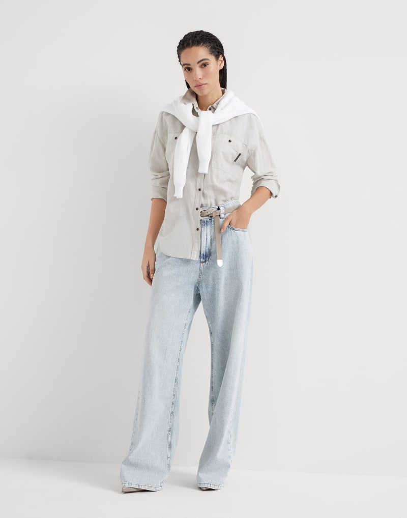BRUNELLO CUCINELLI WOMEN'S LIGHT BEIGE LINEN SHIRT