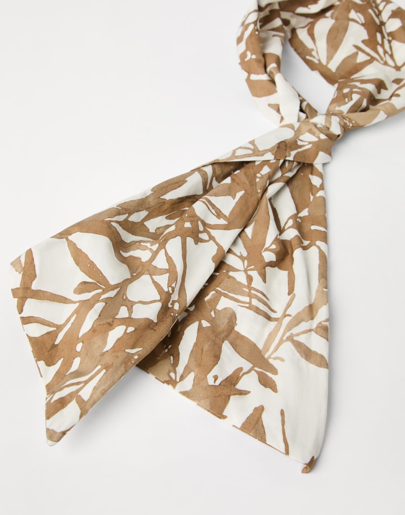 BRUNELLO CUCINELLI WOMEN'S BROWN WHITE PRINTED SCARF