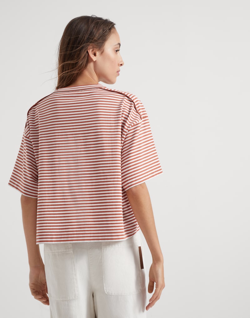 BRUNELLO CUCINELLI WOMEN'S RUST STRIPED RELAXED SHIRT