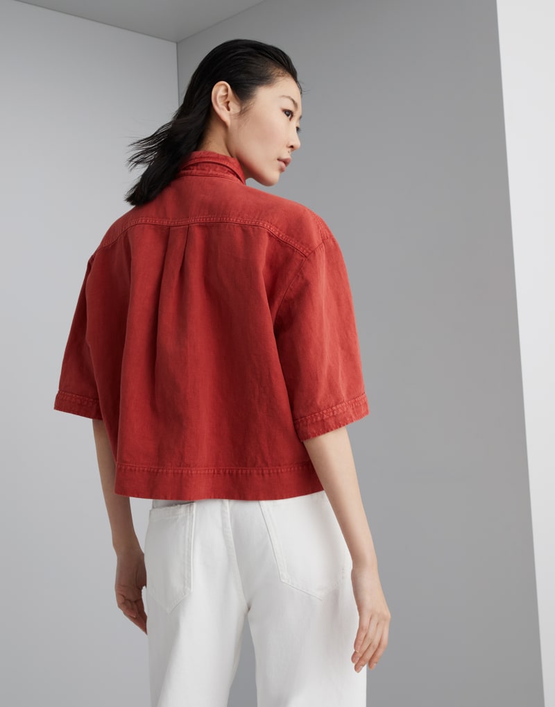 BRUNELLO CUCINELLI WOMEN'S RED OVERSIZED COTTON LINEN JACKET