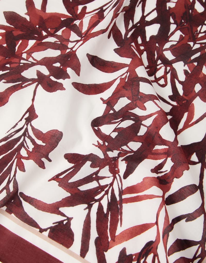 BRUNELLO CUCINELLI WOMEN'S BORDEAUX PRINTED COTTON SCARF