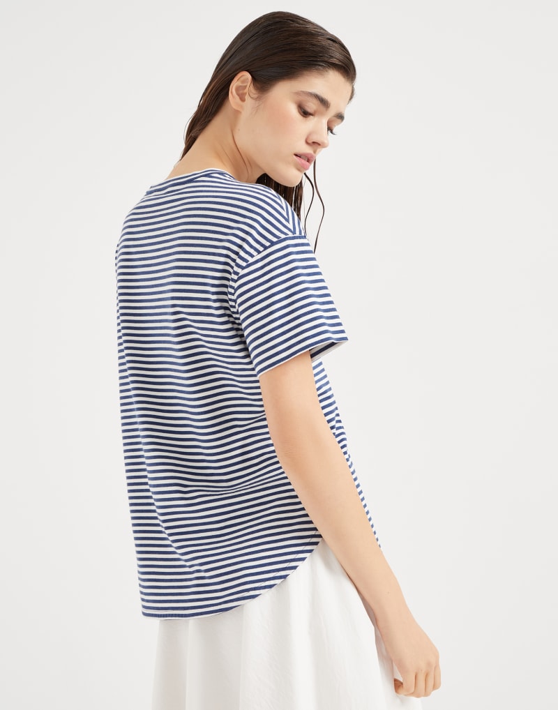 BRUNELLO CUCINELLI WOMEN'S BLUE STRIPED RELAXED SHIRT