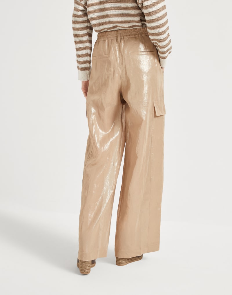 BRUNELLO CUCINELLI WOMEN'S BEIGE WIDE LEG TROUSERS