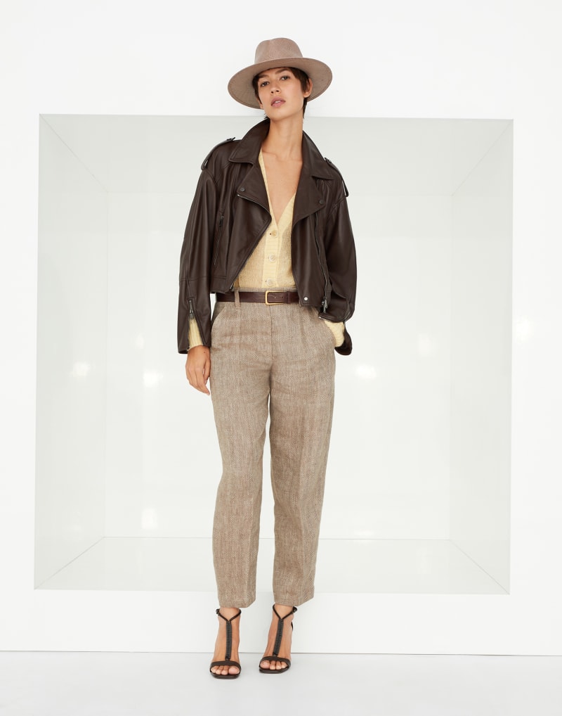 BRUNELLO CUCINELLI WOMEN'S DARK BROWN LEATHER JACKET