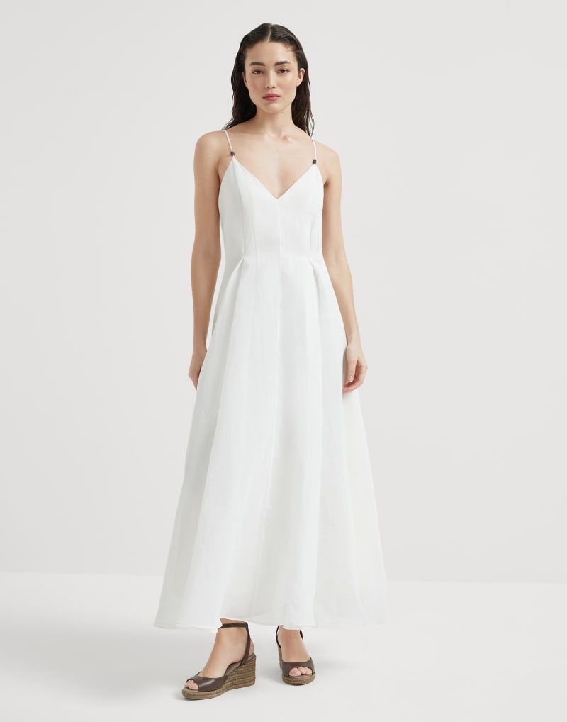 BRUNELLO CUCINELLI WOMEN'S WHITE V NECK MAXI DRESS