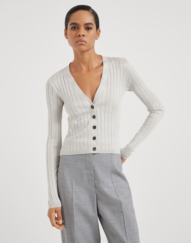 BRUNELLO CUCINELLI WOMEN'S LIGHT GREY SILK SWEATER