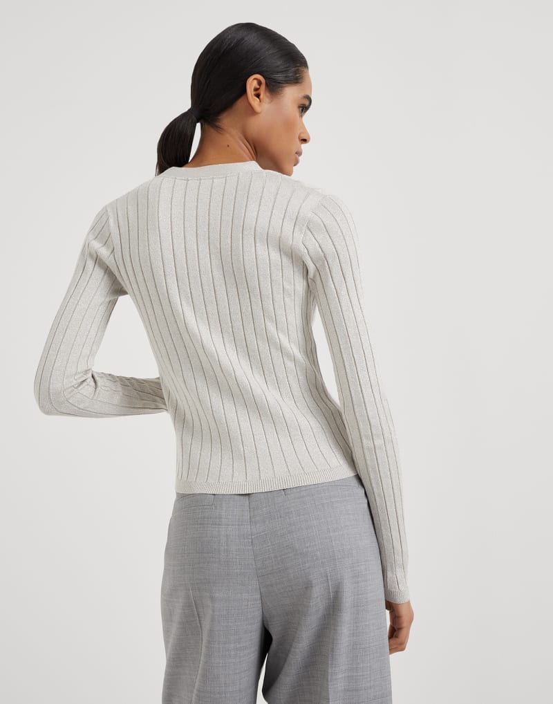 BRUNELLO CUCINELLI WOMEN'S LIGHT GREY SILK SWEATER