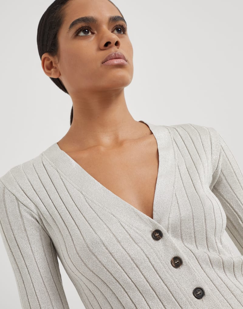 BRUNELLO CUCINELLI WOMEN'S LIGHT GREY SILK SWEATER