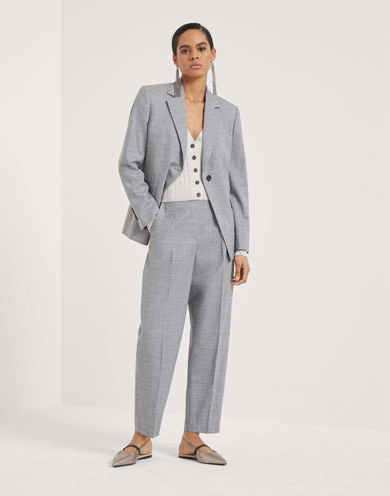 BRUNELLO CUCINELLI WOMEN'S LIGHT GREY SILK SWEATER