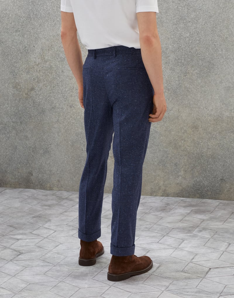 BRUNELLO CUCINELLI MEN'S NAVY WOOL TAILORED TROUSERS
