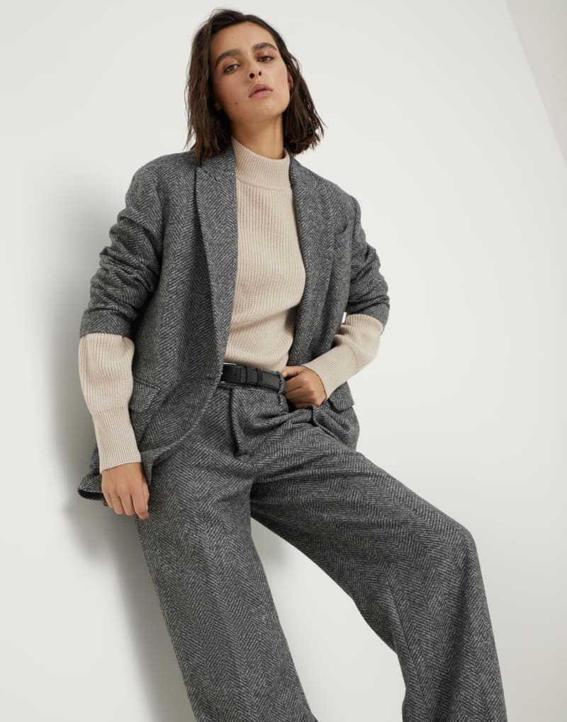 BRUNELLO CUCINELLI WOMEN'S LEAD WOOL BLEND OVERSIZED JACKET