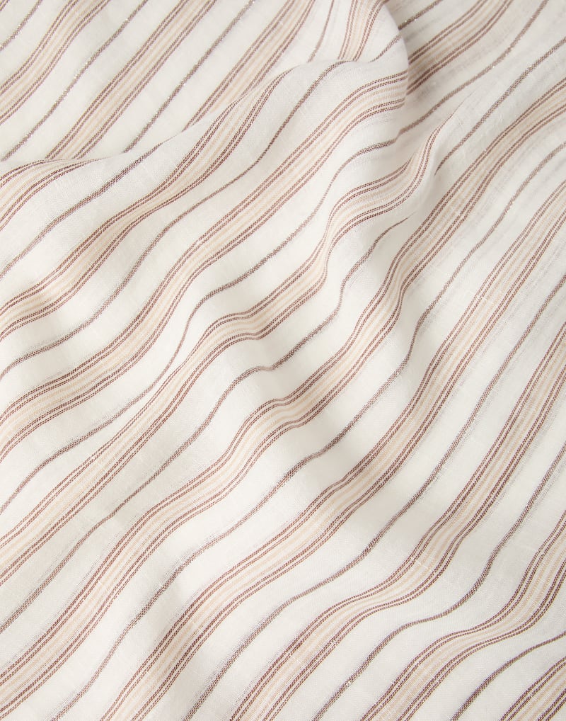 BRUNELLO CUCINELLI WOMEN'S BEIGE STRIPED LINEN SCARF