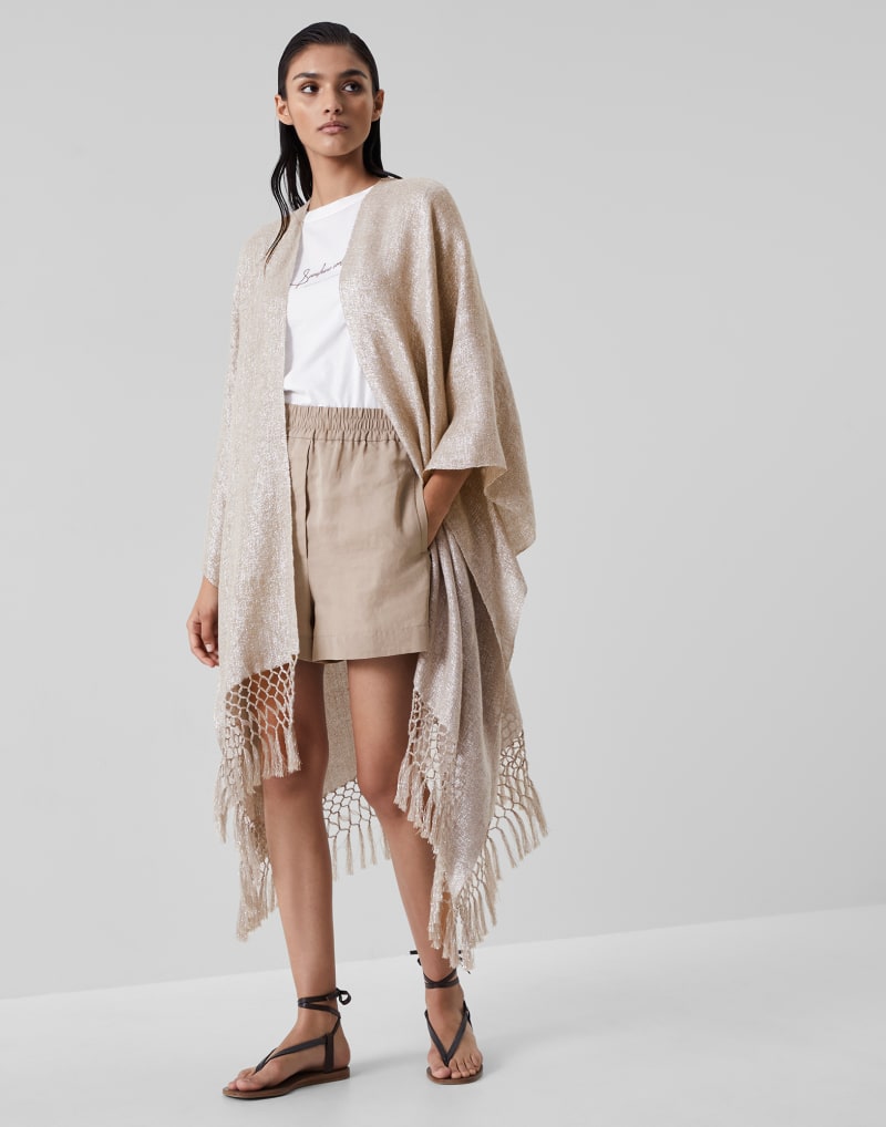 BRUNELLO CUCINELLI WOMEN'S BEIGE LINEN BLEND SCARF