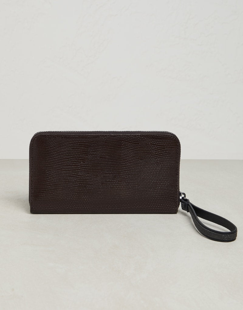 BRUNELLO CUCINELLI WOMEN'S DARK BROWN LEATHER WALLET