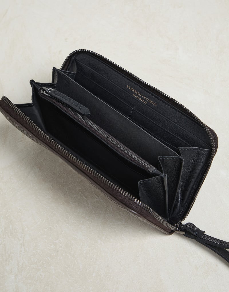 BRUNELLO CUCINELLI WOMEN'S DARK BROWN LEATHER WALLET