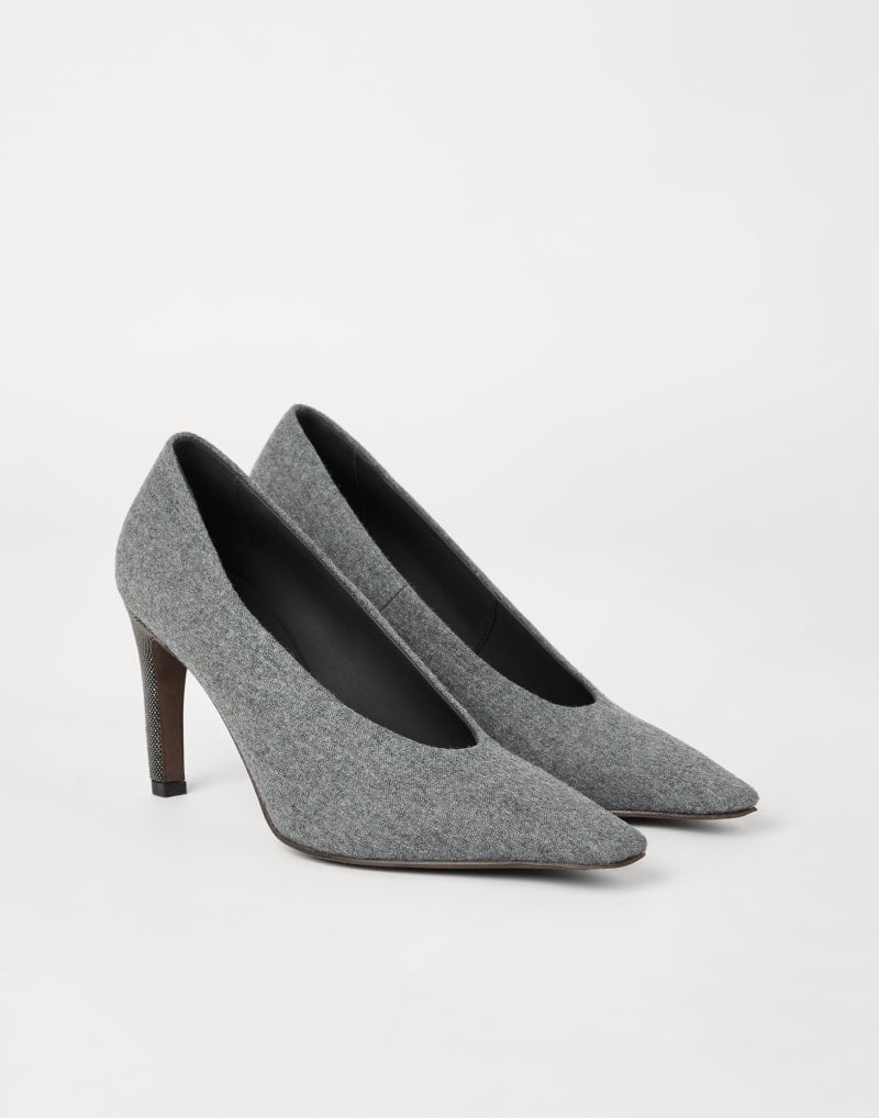 BRUNELLO CUCINELLI WOMEN'S GREY POINTED TOE HIGH HEEL SHOES