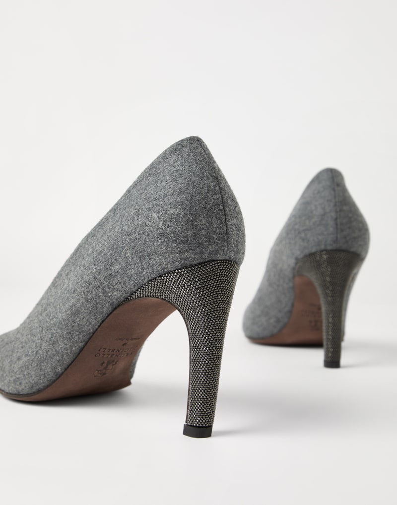 BRUNELLO CUCINELLI WOMEN'S GREY POINTED TOE HIGH HEEL SHOES