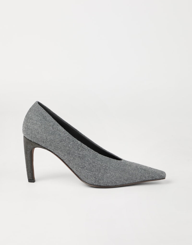 BRUNELLO CUCINELLI WOMEN'S GREY POINTED TOE HIGH HEEL SHOES