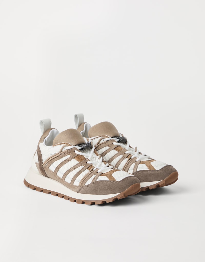 BRUNELLO CUCINELLI WOMEN'S BEIGE WHITE LEATHER SNEAKERS