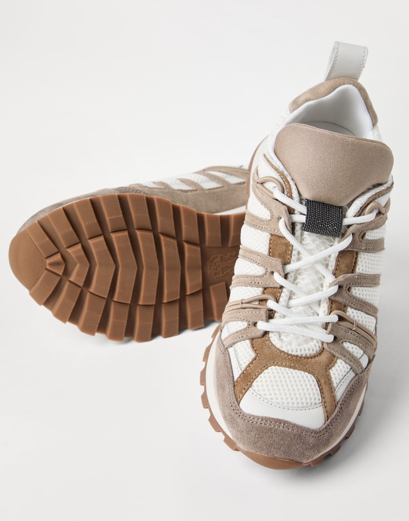 BRUNELLO CUCINELLI WOMEN'S BEIGE WHITE LEATHER SNEAKERS